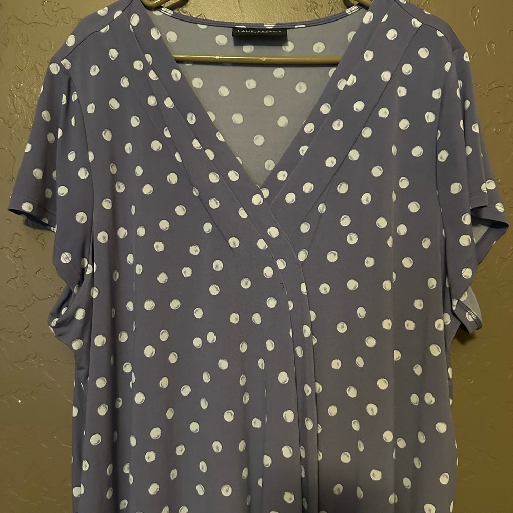 Lane Bryant Blue Polka Dot Blouse
